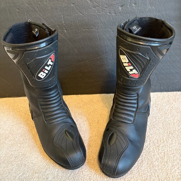 Bilt Armored Motorcycle Boots Men's Size 11 Black Leather Side zip - Picture 2 of 12